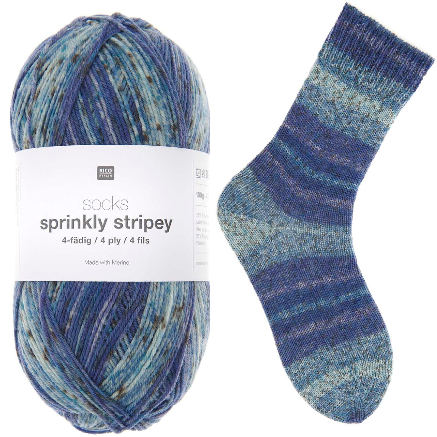Rico - Sprinkly Stripey- 4ply Sock Yarn