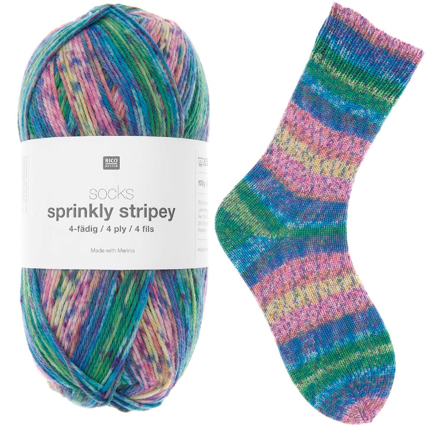 Rico - Sprinkly Stripey- 4ply Sock Yarn
