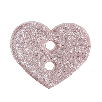 Heart Glitter Buttons - 18mm