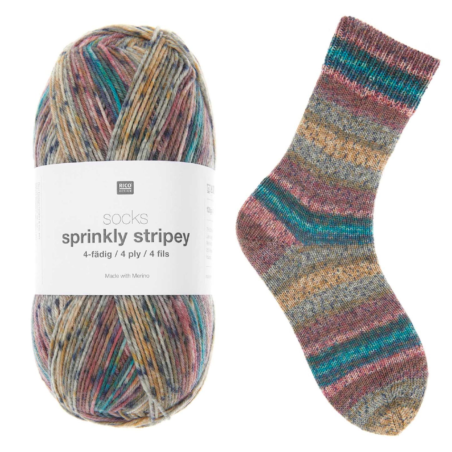 Rico - Sprinkly Stripey- 4ply Sock Yarn