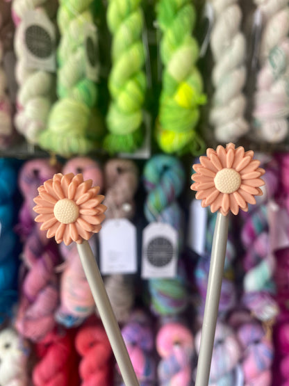 peach flower knitting needle stoppers