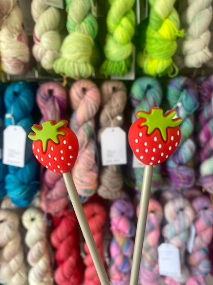 red strawberry silicone knitting needle stoppers