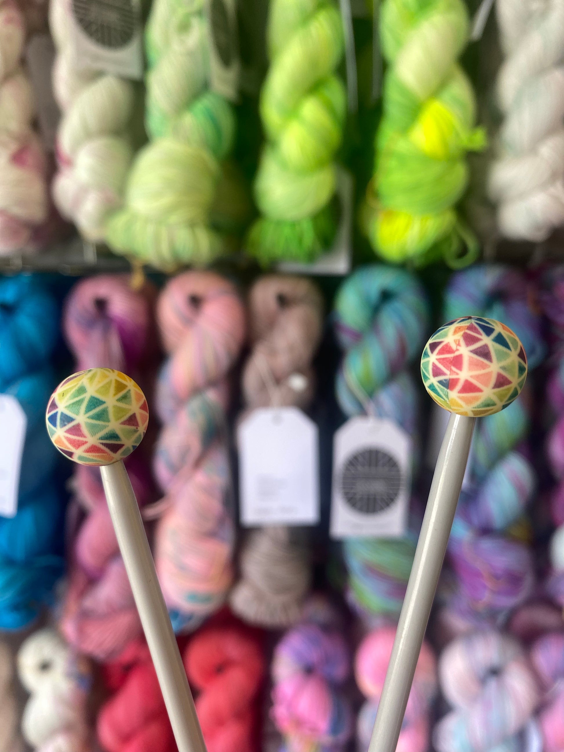 colourful knitting needle stoppers