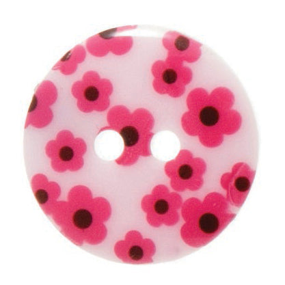 Printed Flower Buttons - 18mm