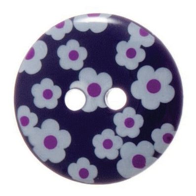 Printed Flower Buttons - 18mm