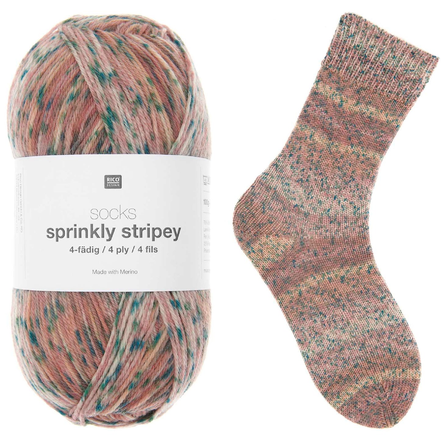 Rico - Sprinkly Stripey- 4ply Sock Yarn