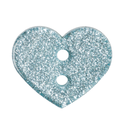 Heart Glitter Buttons - 18mm